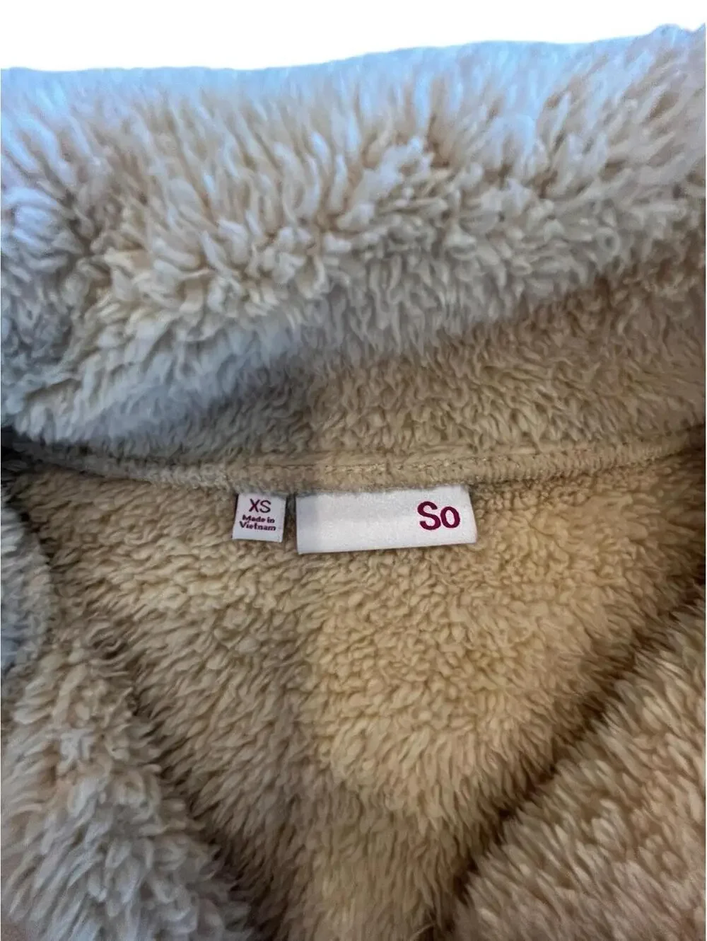 SO Teddy Jacket Women's Beige Fluffy Soft Short Cropped  Size XS Sherpa